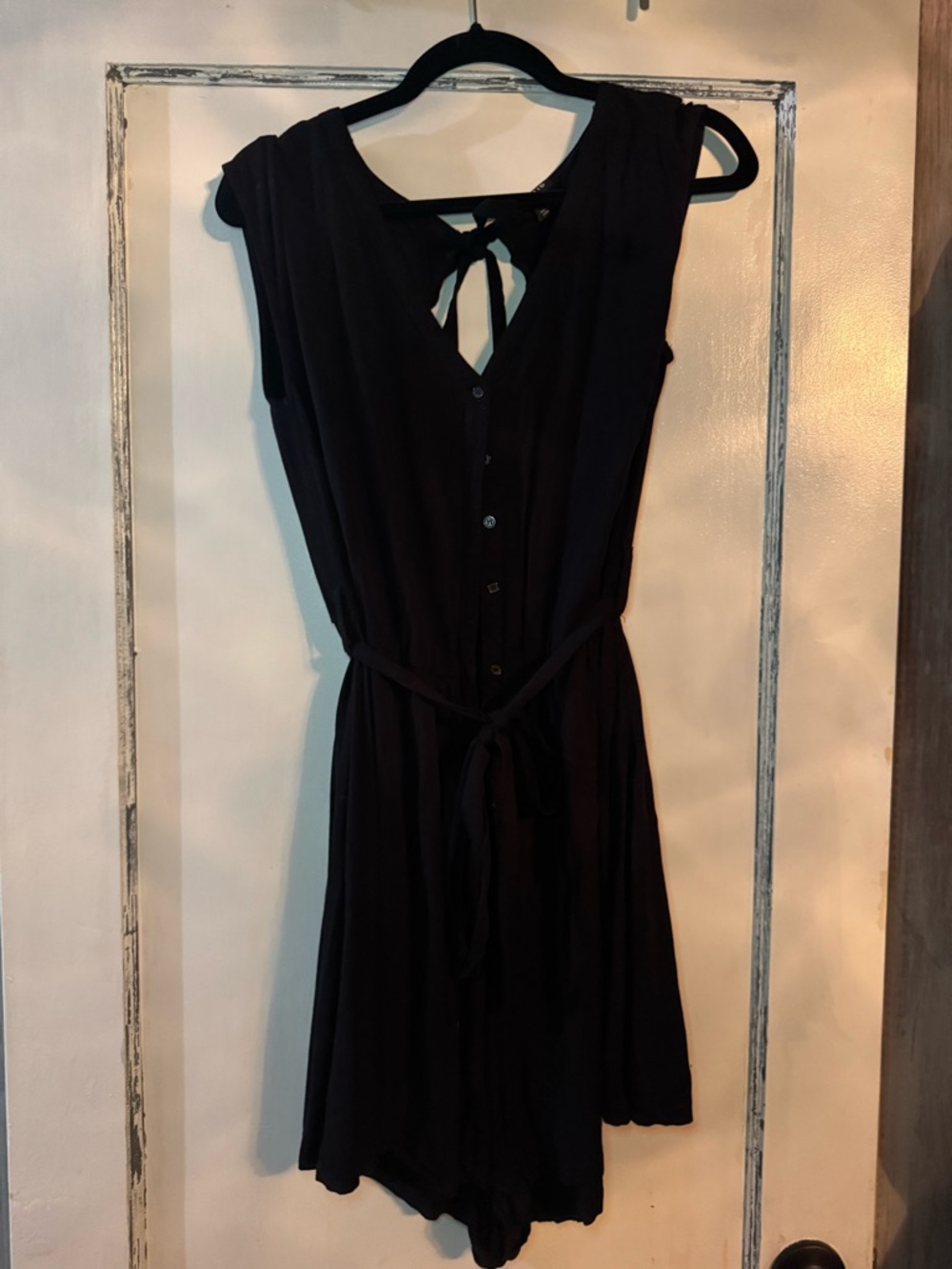 Black Tie-Back Sleeveless Romper